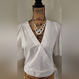 Banana Republic Elegant White Wrap Top